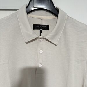 Rag & Bone Men’s Classic Cotton Slub Jersey Polo Shirt In Luna Rock - Large